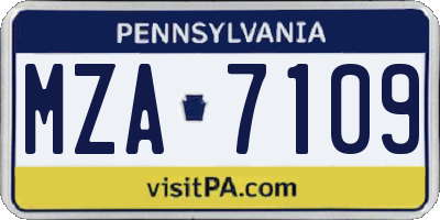 PA license plate MZA7109