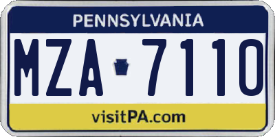 PA license plate MZA7110