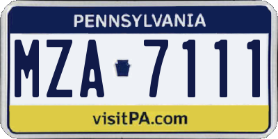 PA license plate MZA7111
