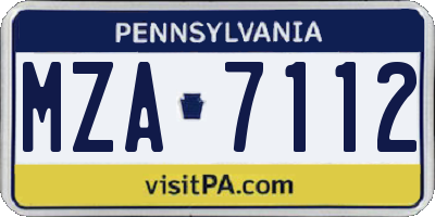 PA license plate MZA7112