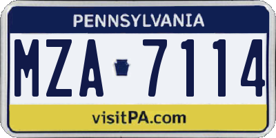 PA license plate MZA7114