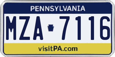 PA license plate MZA7116