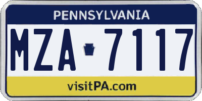 PA license plate MZA7117