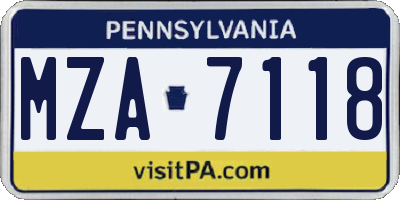 PA license plate MZA7118