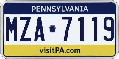 PA license plate MZA7119
