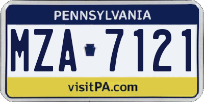 PA license plate MZA7121