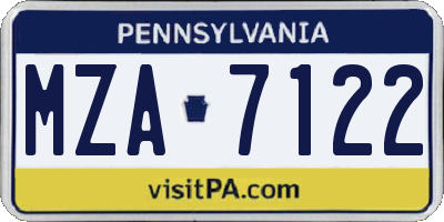 PA license plate MZA7122