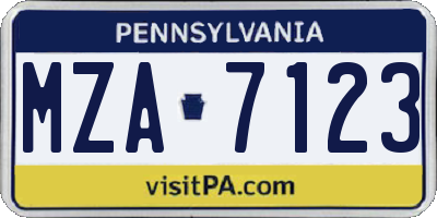 PA license plate MZA7123