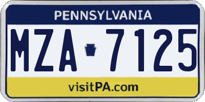 PA license plate MZA7125