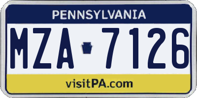 PA license plate MZA7126