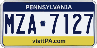 PA license plate MZA7127
