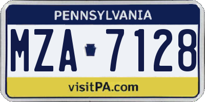 PA license plate MZA7128