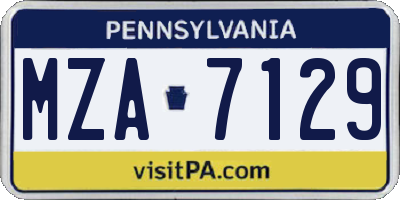 PA license plate MZA7129