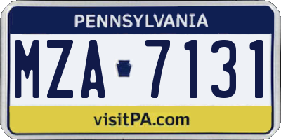 PA license plate MZA7131