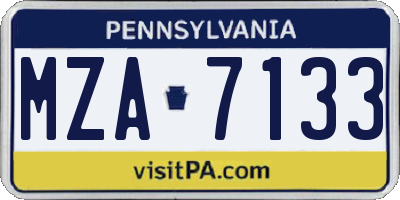 PA license plate MZA7133