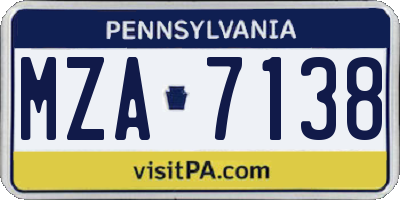 PA license plate MZA7138