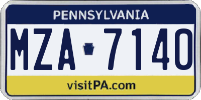 PA license plate MZA7140