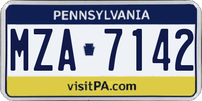 PA license plate MZA7142
