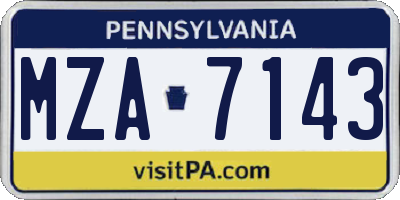 PA license plate MZA7143