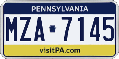 PA license plate MZA7145