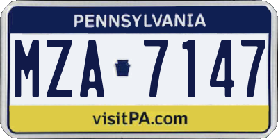 PA license plate MZA7147