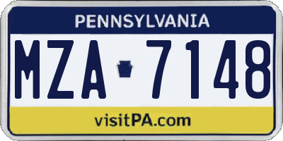 PA license plate MZA7148