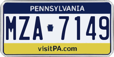 PA license plate MZA7149