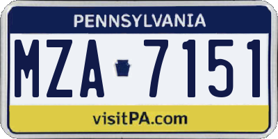 PA license plate MZA7151