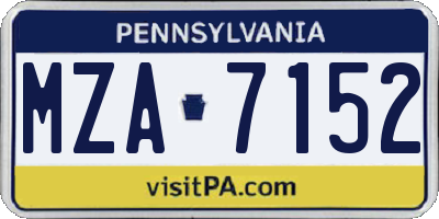 PA license plate MZA7152