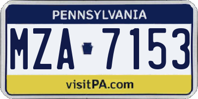 PA license plate MZA7153