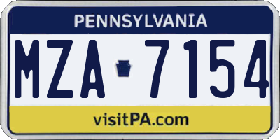 PA license plate MZA7154