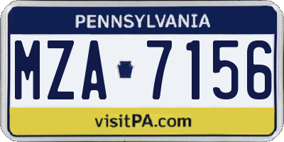 PA license plate MZA7156