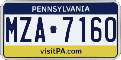 PA license plate MZA7160