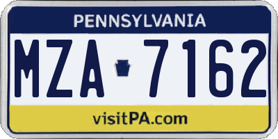 PA license plate MZA7162