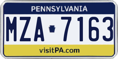 PA license plate MZA7163