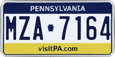 PA license plate MZA7164