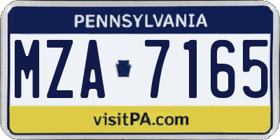 PA license plate MZA7165
