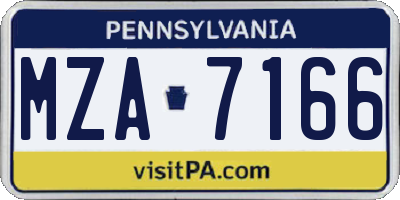 PA license plate MZA7166