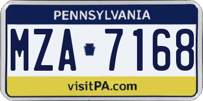 PA license plate MZA7168