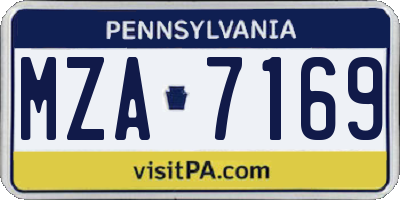 PA license plate MZA7169