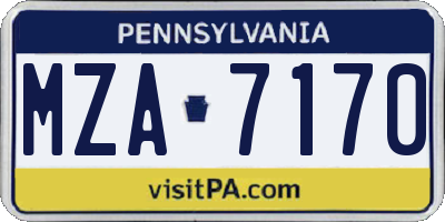 PA license plate MZA7170