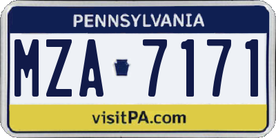 PA license plate MZA7171