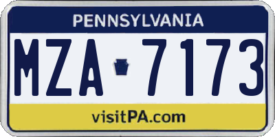PA license plate MZA7173