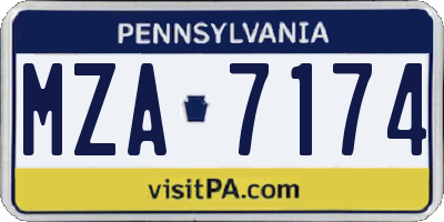 PA license plate MZA7174