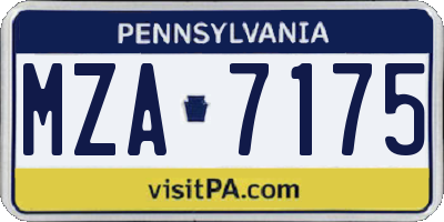 PA license plate MZA7175