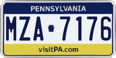 PA license plate MZA7176