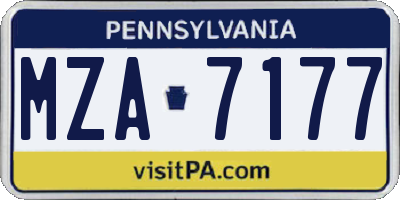 PA license plate MZA7177