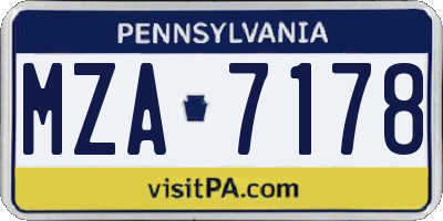 PA license plate MZA7178