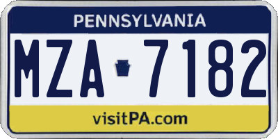 PA license plate MZA7182