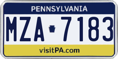 PA license plate MZA7183